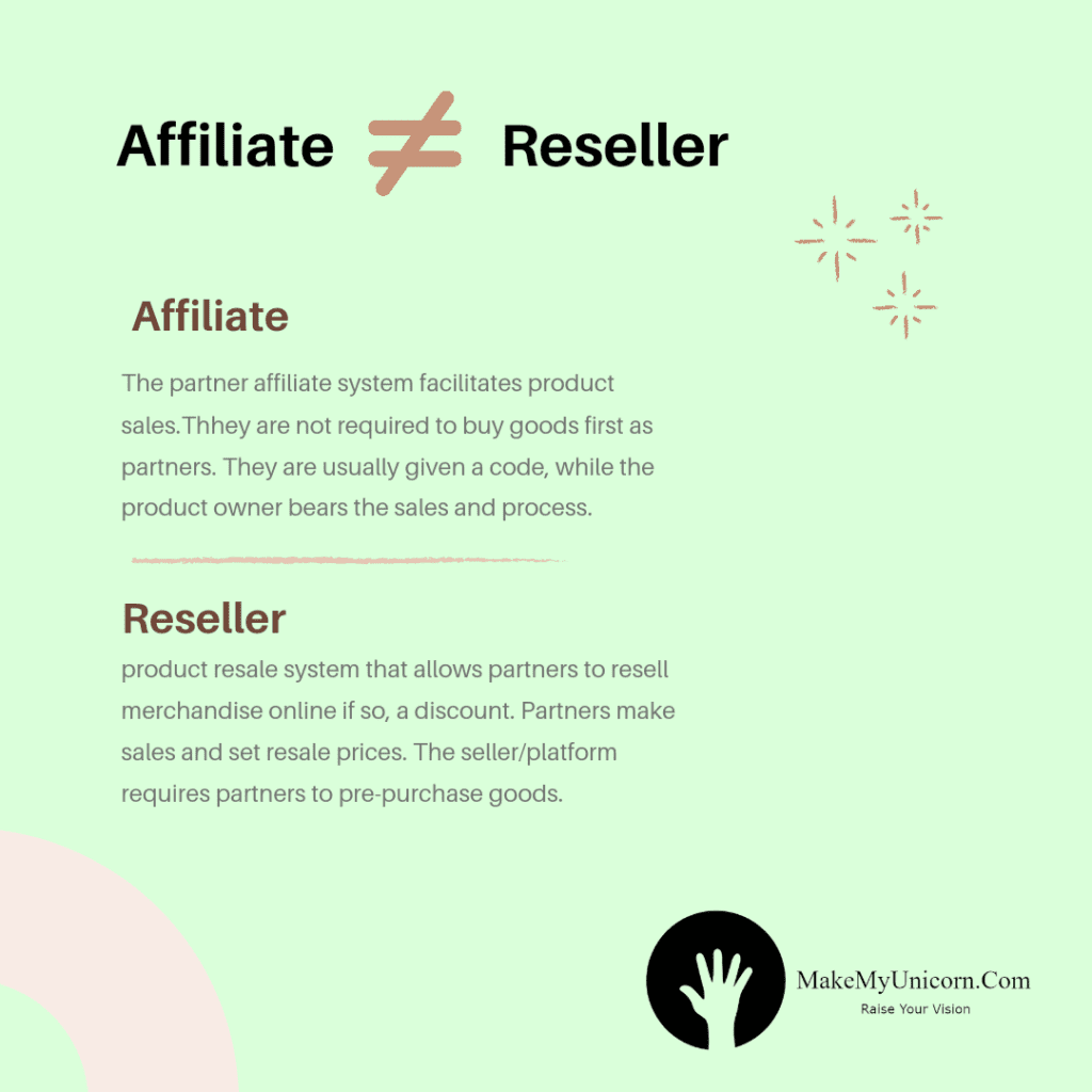 affiliate and reseller by makemyunicorn